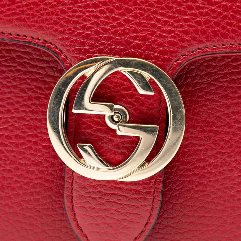 Gucci Small Dollar Calfskin Interlocking G Crossbody Red Leather Good condition - Box View