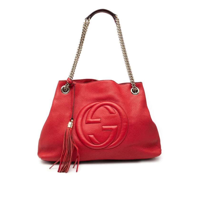 Gucci Medium Leather Soho Chain Tote Red Leather Good condition - Front View