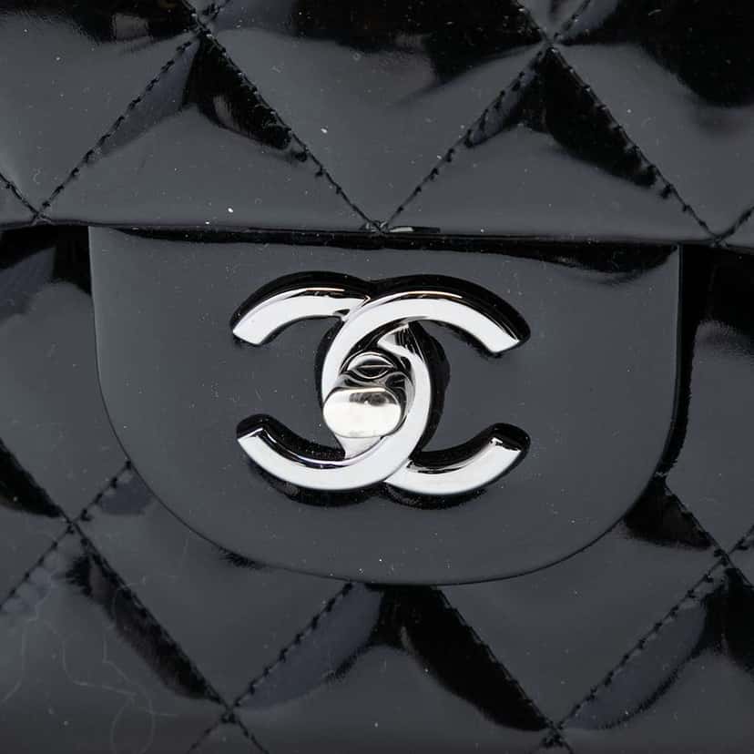 Chanel Jumbo Classic Patent Double Flap Black Leather Good condition - Box View