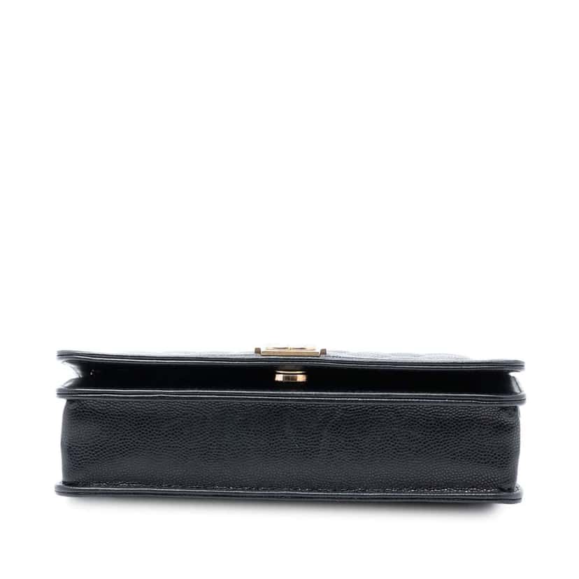 Chanel Quilted Caviar Boy Wallet on Chain Black Leather Good condition - Inside View