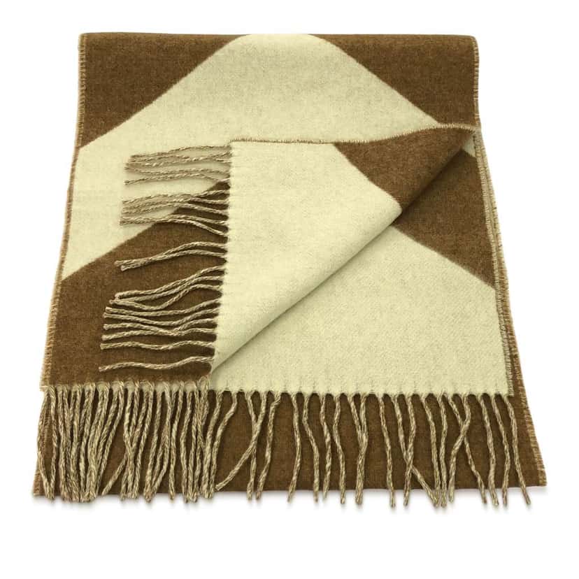 Hermès Cashmere Casaque Chevron Scarf Brown Wool Good condition - Back View