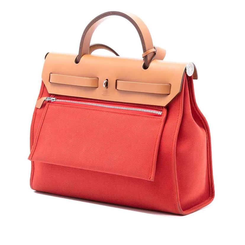 Hermès Toile Herbag Zip 31 Orange Canvas Good condition - Back View