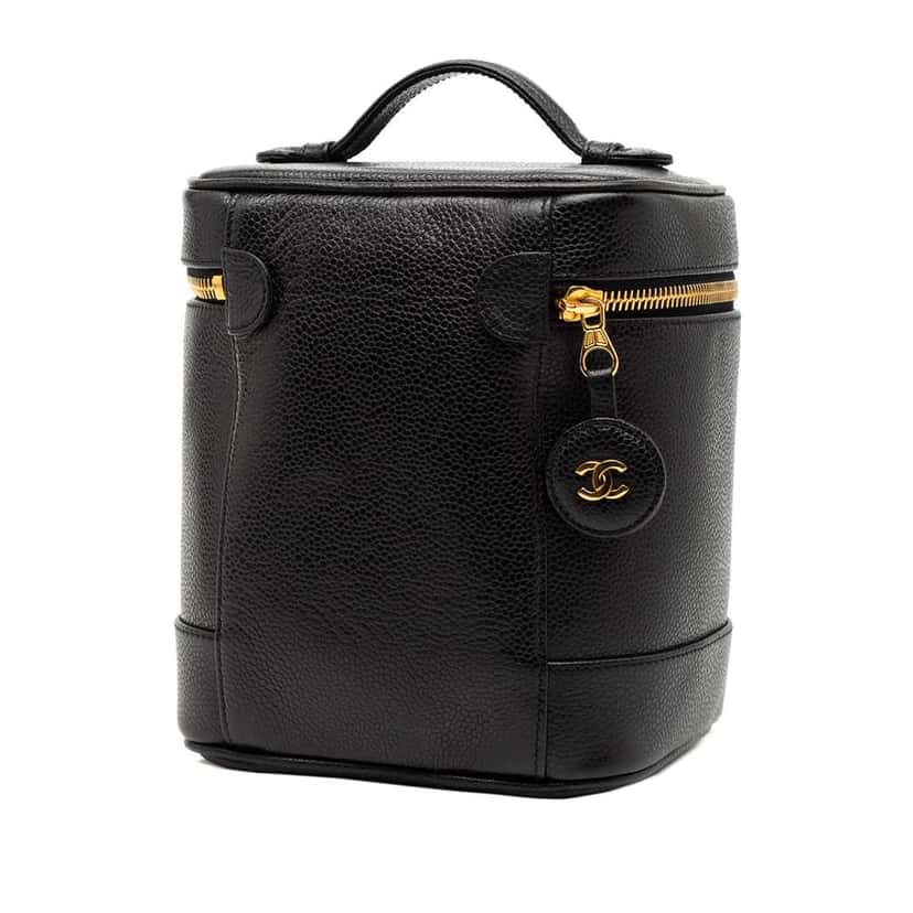 Chanel CC Caviar Vanity Case Black Leather Good condition - Back View