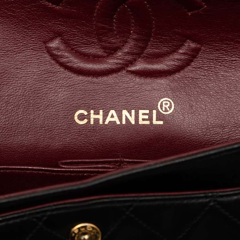 Chanel Small Classic Lambskin Double Flap Black Leather Good condition - Box View