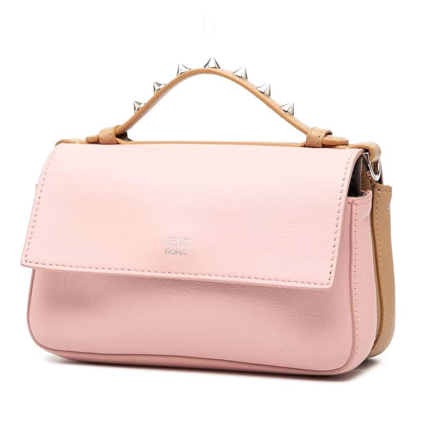 Fendi Micro Leather Hypnoteyes Double Baguette Satchel Brown Leather Very good condition - Back View