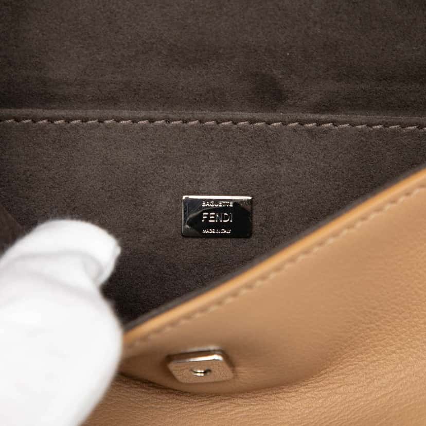 Fendi Micro Leather Hypnoteyes Double Baguette Satchel Brown Leather Very good condition - Box View