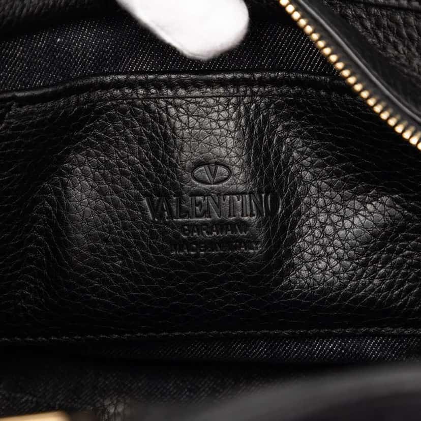 Valentino Small Denim Rockstud Trapeze Satchel Black Denim Good condition - Box View