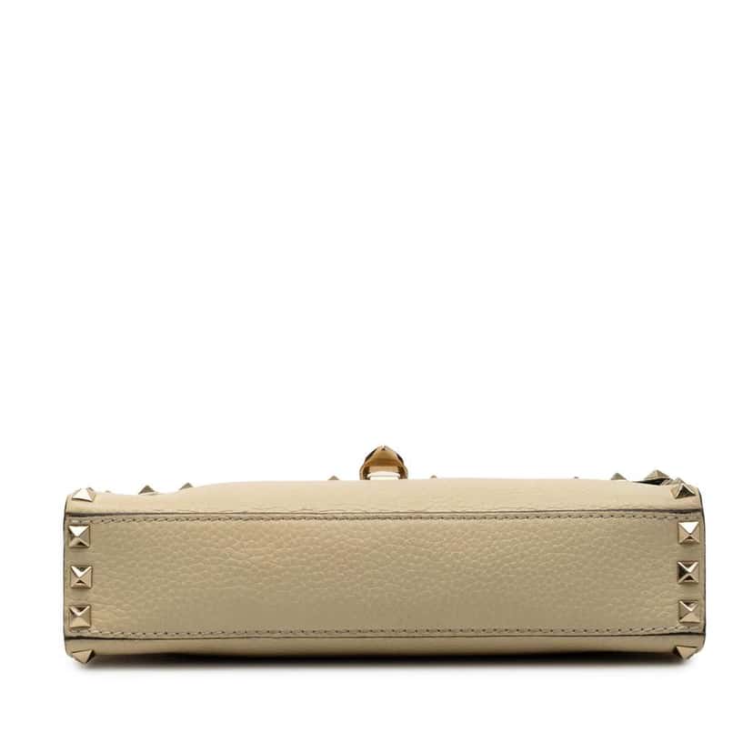 Valentino Small Grainy Calfskin Rockstud Flap Crossbody Brown Leather Good condition - Inside View