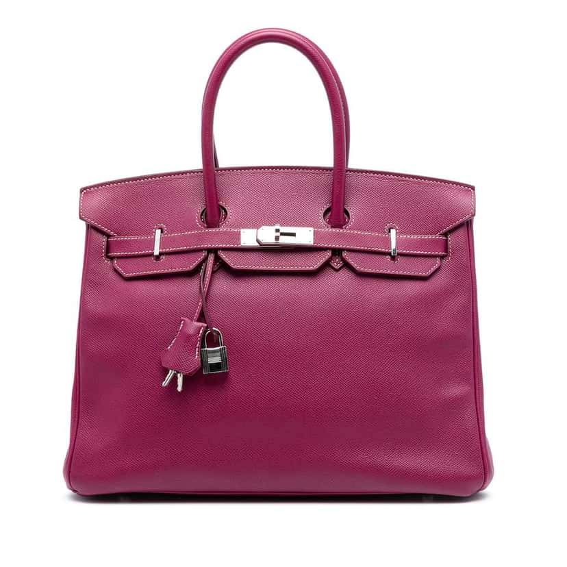 Hermès Epsom Candy Verso Birkin Retourne 35 Pink Leather Good condition - Front View