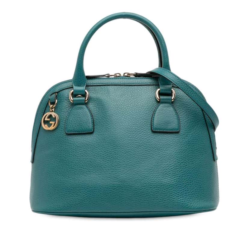 Gucci Small Dollar Calfskin GG Charm Dome Satchel Blue Leather Good condition - Front View