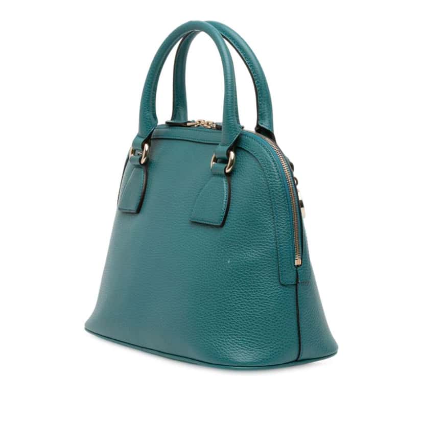 Gucci Small Dollar Calfskin GG Charm Dome Satchel Blue Leather Good condition - Back View