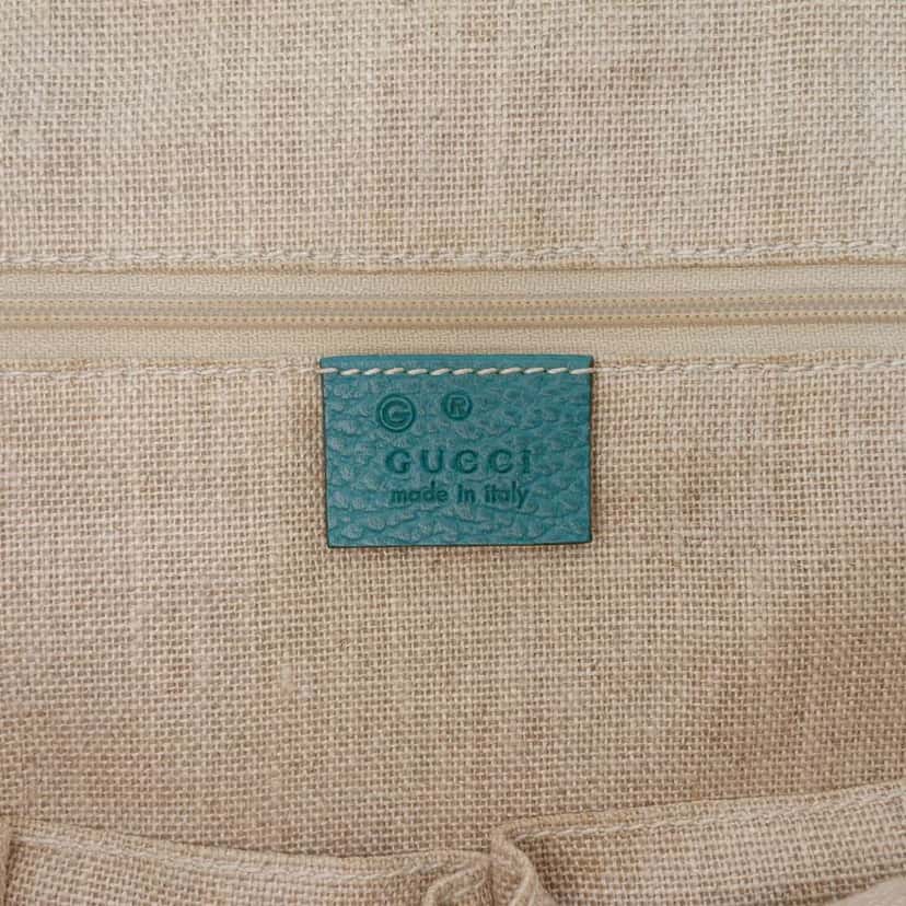 Gucci Small Dollar Calfskin GG Charm Dome Satchel Blue Leather Good condition - Box View