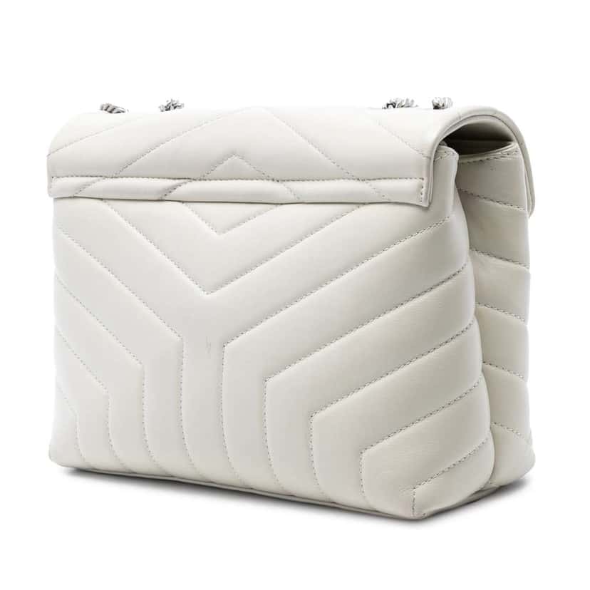 Saint Laurent Small Calfskin Monogram LouLou Shoulder Bag White Leather Good condition - Back View