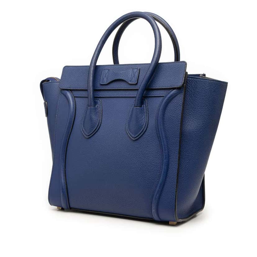 Celine Micro Calfskin Luggage Tote Blue Leather Good condition - Back View