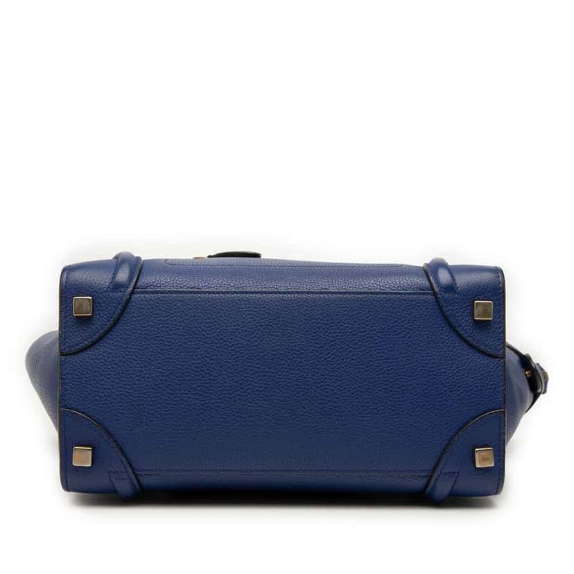 Celine Micro Calfskin Luggage Tote Blue Leather Good condition - Inside View