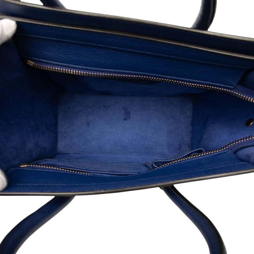 Celine Micro Calfskin Luggage Tote Blue Leather Good condition - Model View