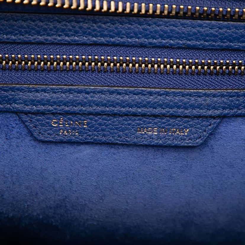 Celine Micro Calfskin Luggage Tote Blue Leather Good condition - Box View