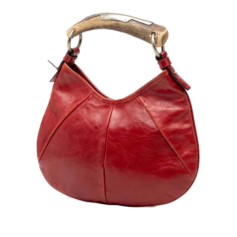 Saint Laurent Mini Leather Mombasa Hobo Red Leather Fair condition - Back View