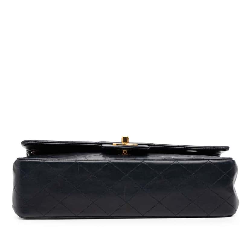 Chanel Medium Classic Calfskin Double Flap Blue Leather Good condition - Inside View