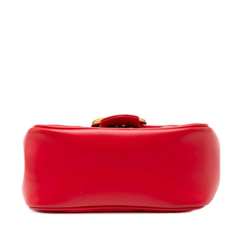 Gucci Mini GG Marmont Matelasse Leather Flap Crossbody Red Leather Good condition - Inside View