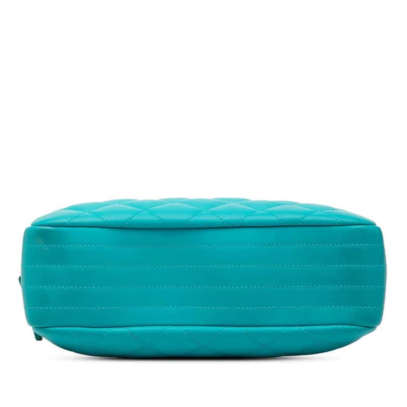 Chanel Medium CC Quilted Rubberized Lambskin Coco Rain Camera Bag Blue Leather Very good condition - Inside View