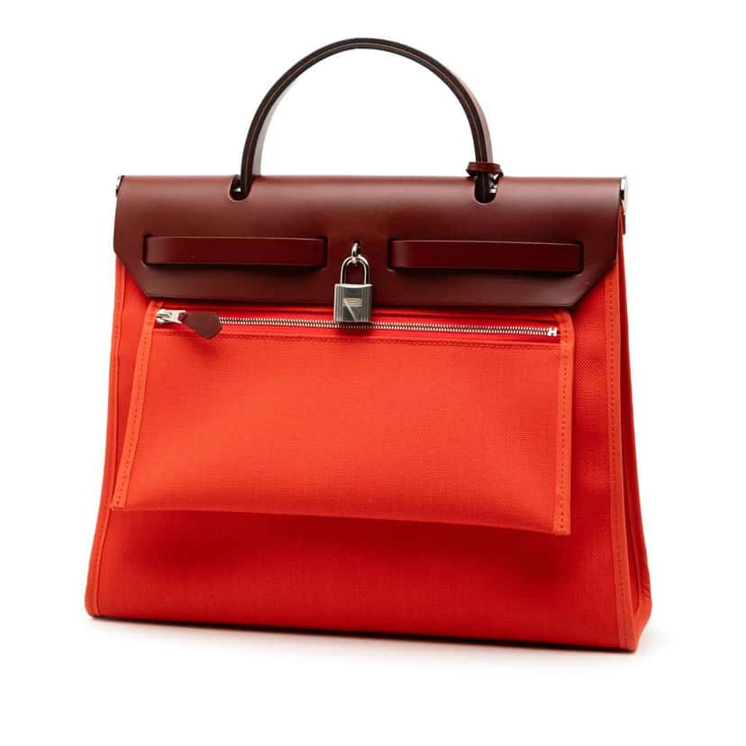 Hermès Toile Herbag Zip 31 Orange Canvas Good condition - Back View