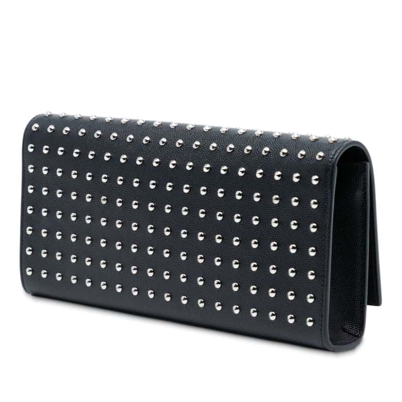 Saint Laurent Grain De Poudre Studded Monogram Kate Clutch Black Leather Good condition - Back View