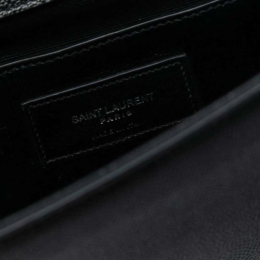 Saint Laurent Grain De Poudre Studded Monogram Kate Clutch Black Leather Good condition - Box View