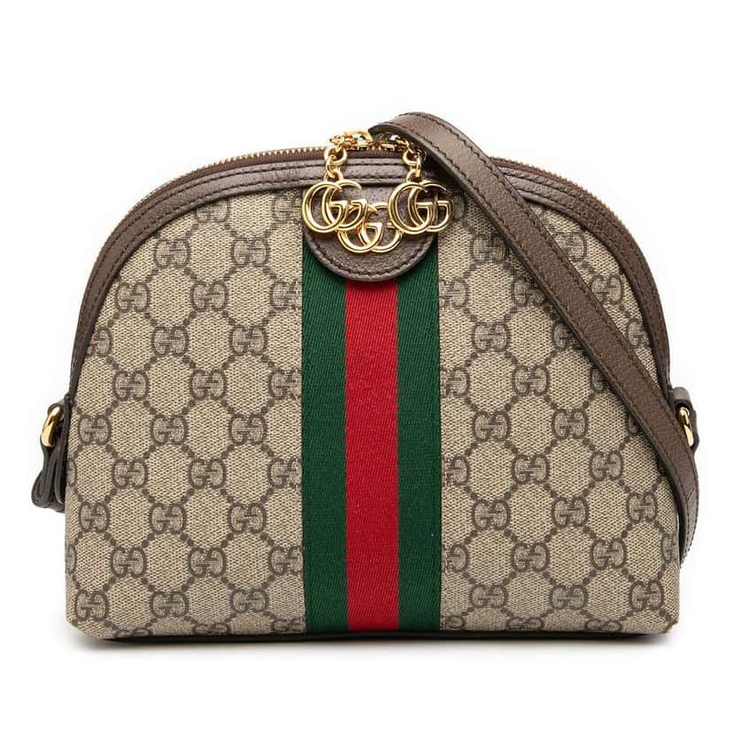 Gucci Small GG Supreme Ophidia Dome Crossbody Brown Canvas Good condition - Front View