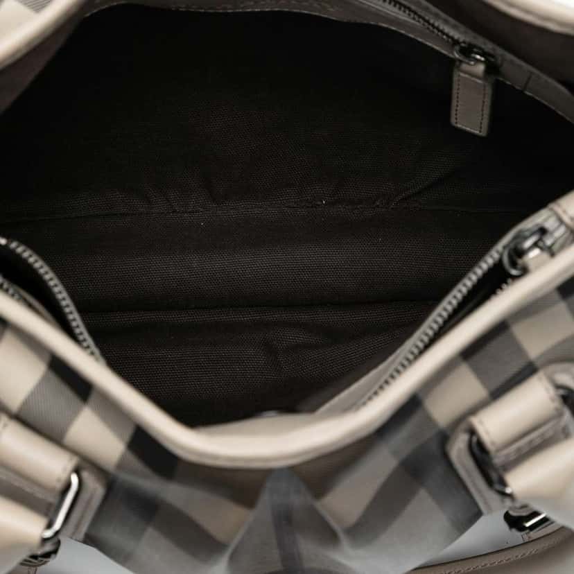 Burberry Small Smoke Check Coated Canvas Northfield Satchel Brown Canvas Very good condition - Model View