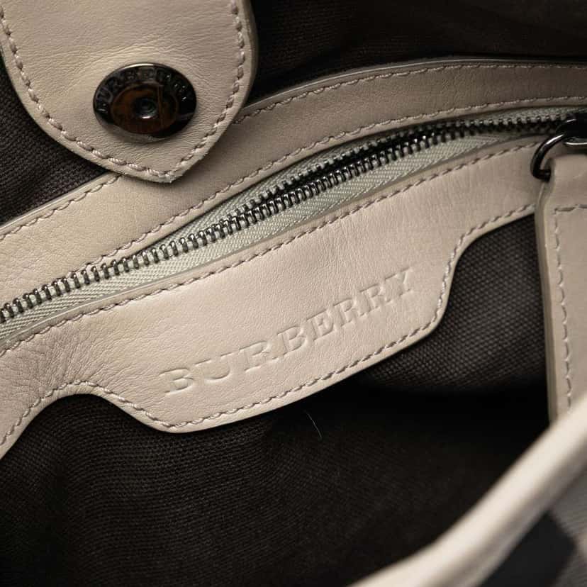 Burberry Small Smoke Check Coated Canvas Northfield Satchel Brown Canvas Very good condition - Box View