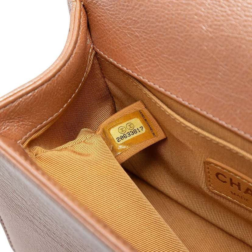 Chanel Small Quilted Metallic Calfskin Boy Flap Orange Leather Good condition - Box View