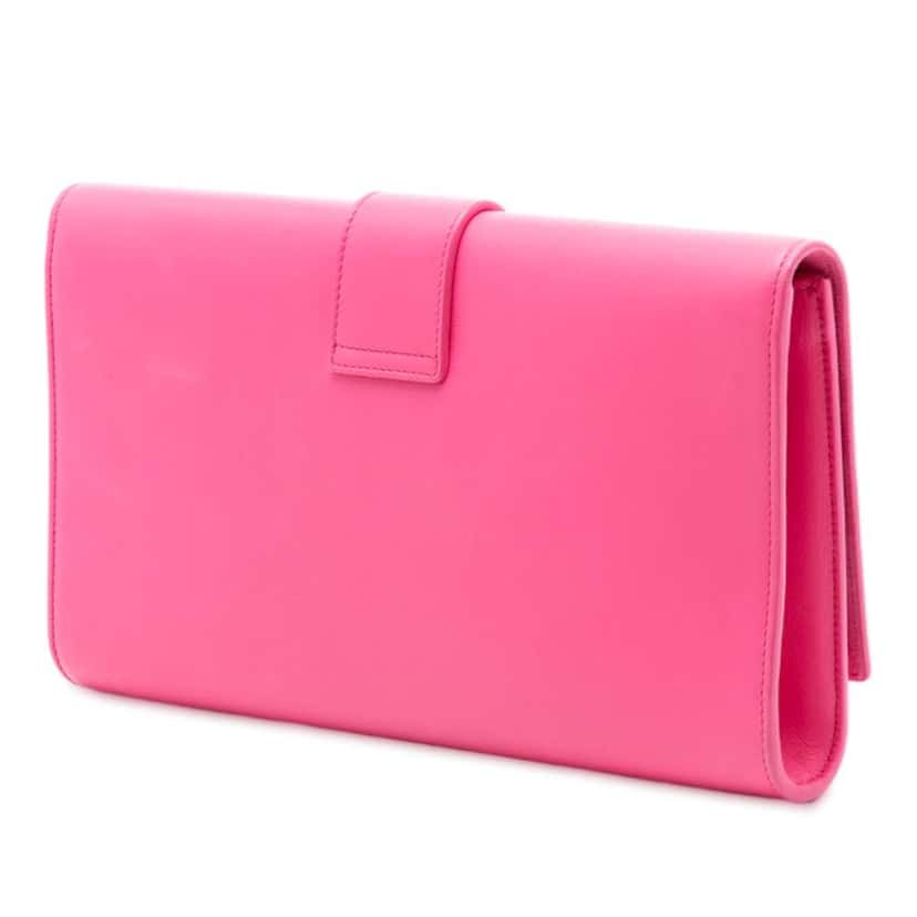 Saint Laurent Leather Chyc Ligne Clutch Pink Leather Good condition - Back View