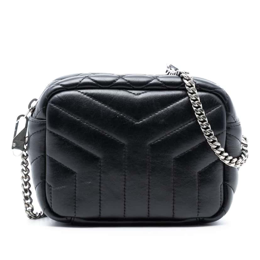 Saint Laurent Small Calfskin Loulou Bowling Bag Black Leather Very good condition - Front View