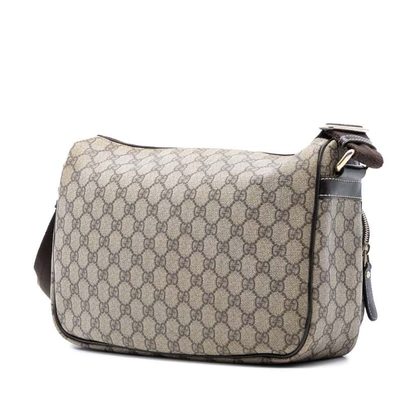 Gucci GG Supreme Double Pocket Crossbody Brown Canvas Good condition - Back View