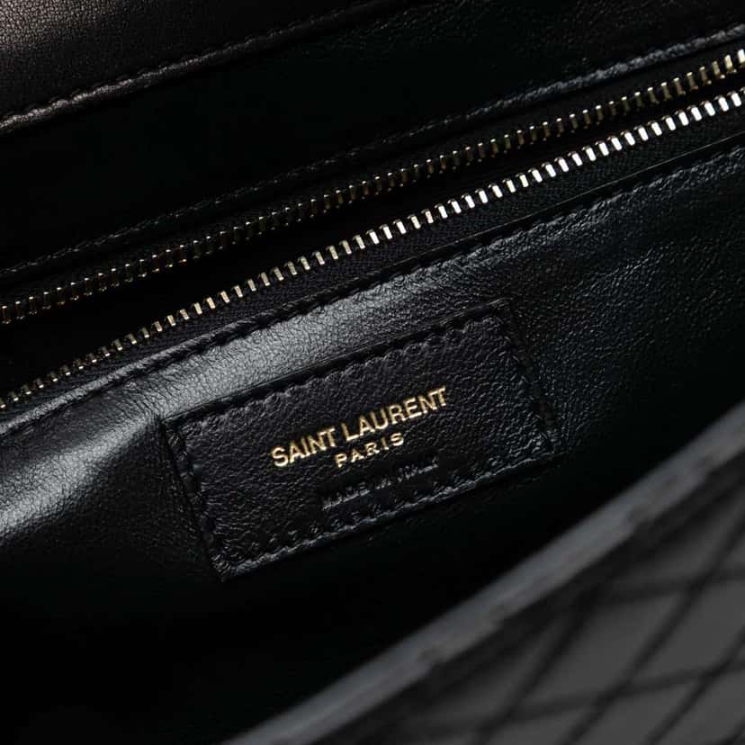 Saint Laurent Quilted Lambskin Monogram Gaby Shoulder Bag Black Leather Good condition - Box View