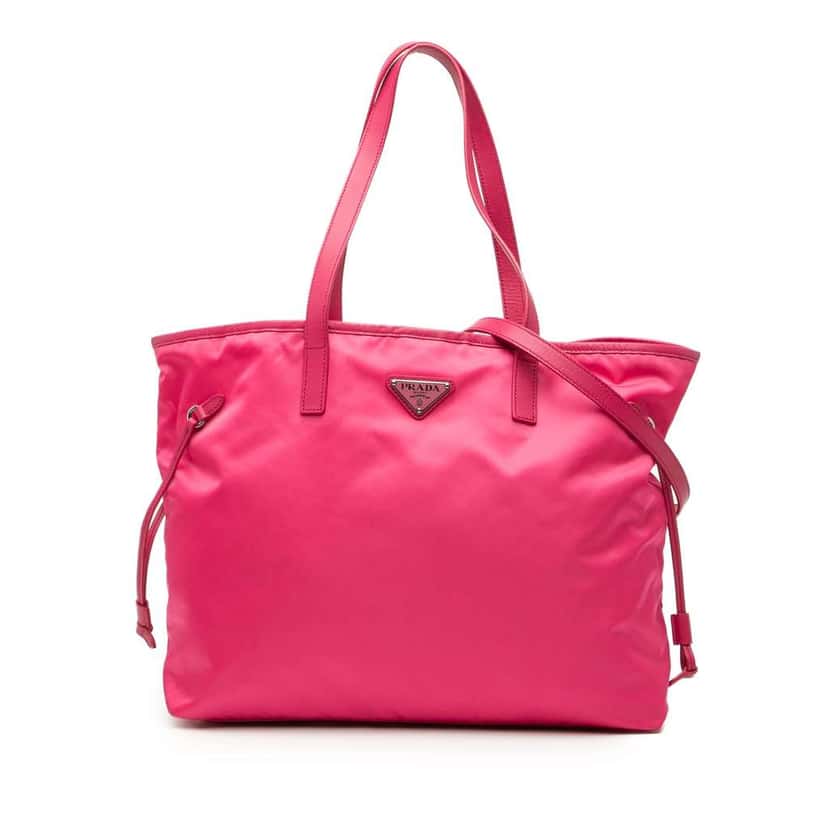 Prada Saffiano Trimmed Tessuto Open Convertible Tote Pink Very good condition - Front View