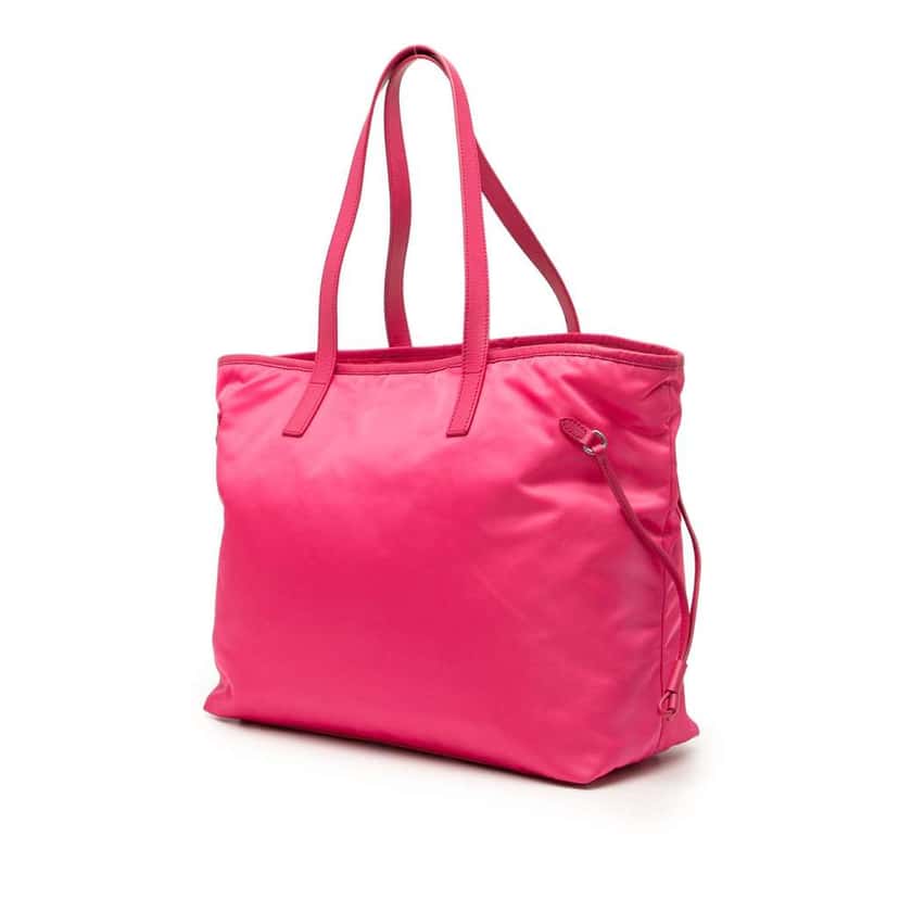 Prada Saffiano Trimmed Tessuto Open Convertible Tote Pink Very good condition - Back View