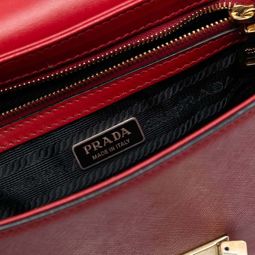 Prada Saffiano Lux Embleme Crossbody Red Leather Good condition - Box View