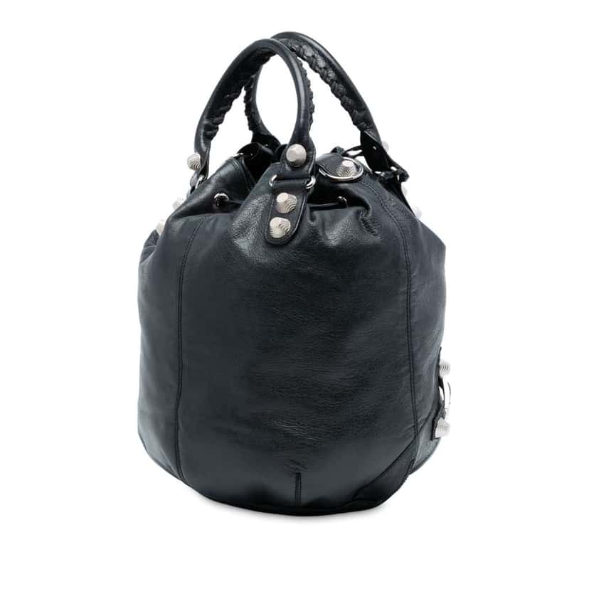 Balenciaga Lambskin Motocross Giant 21 Pompon Bag Black Leather Good condition - Back View