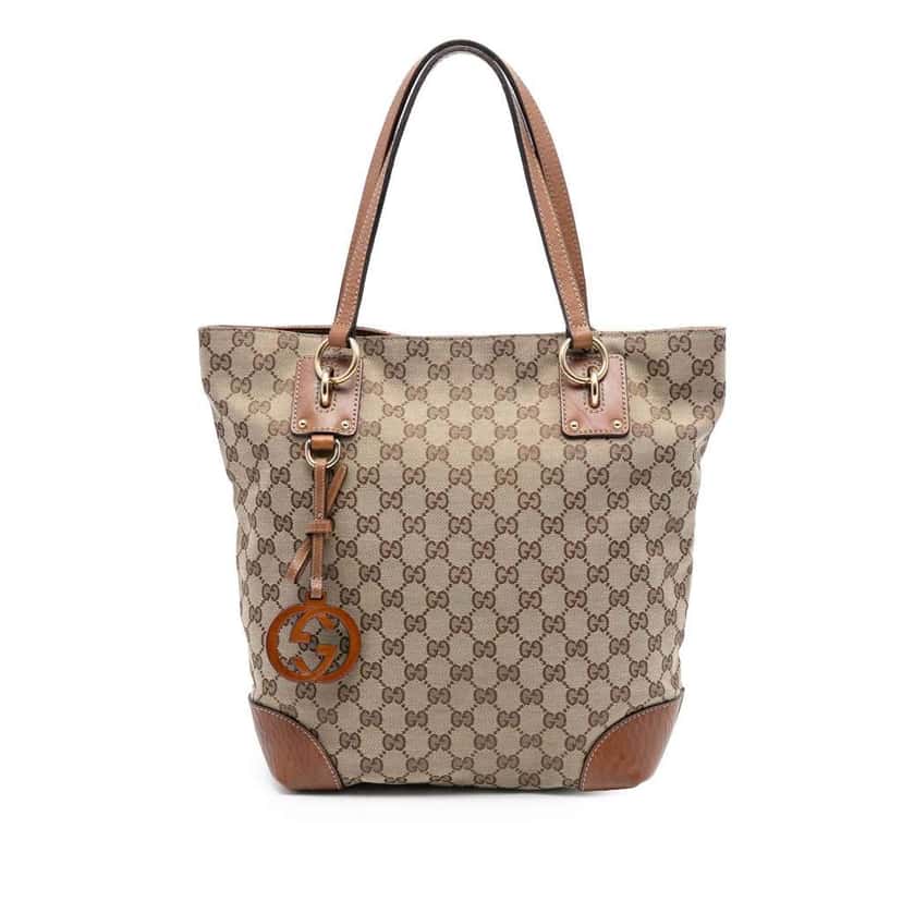 Gucci Medium GG Canvas GG Charm Tote Brown Canvas Very good condition - Front View