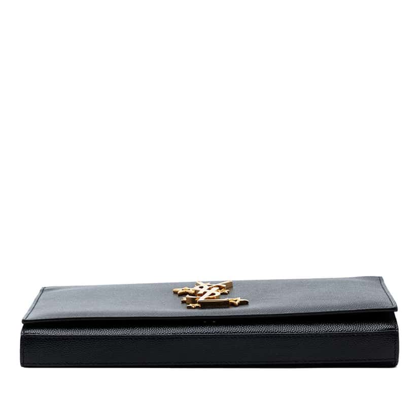 Saint Laurent Grain De Poudre Star Monogram Wallet On Chain Black Leather Good condition - Inside View