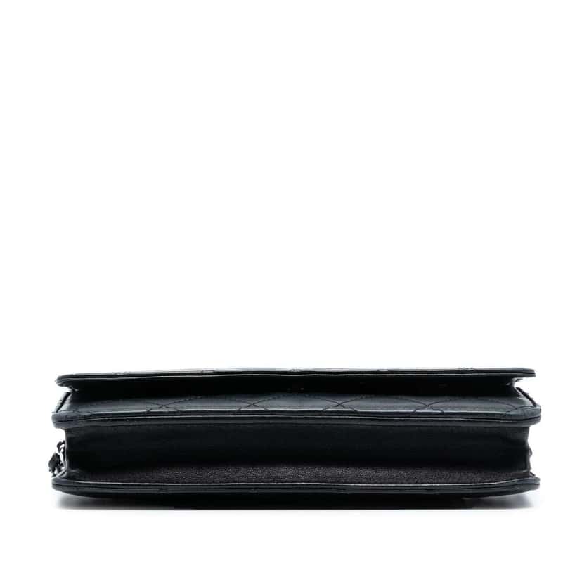 Chanel CC Quilted Lambskin Wallet On Chain Black Leather Good condition - Inside View