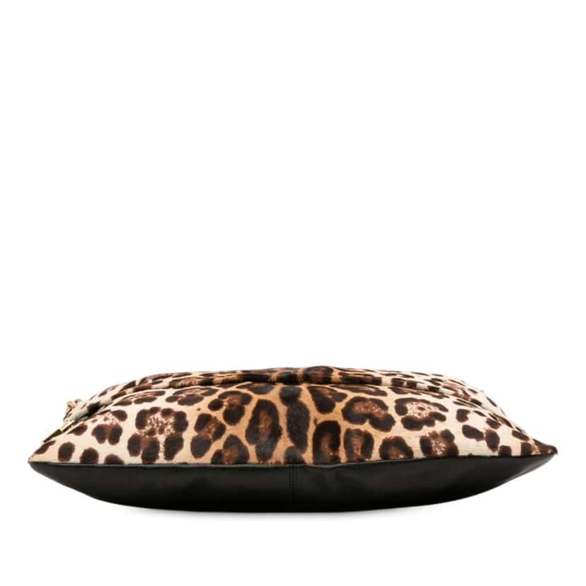 Dolce & Gabbana Pony Hair Leopard Print Chain Tote Brown Good condition - Inside View