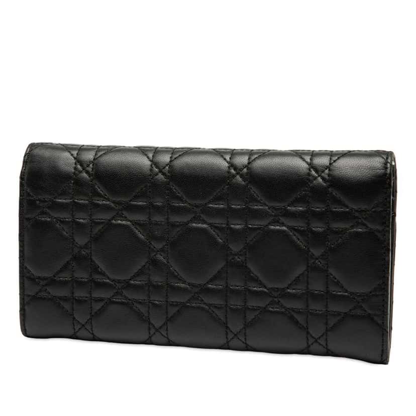 Dior Lambskin Cannage Miss Dior Promenade Wallet on Chain Black Leather Good condition - Back View