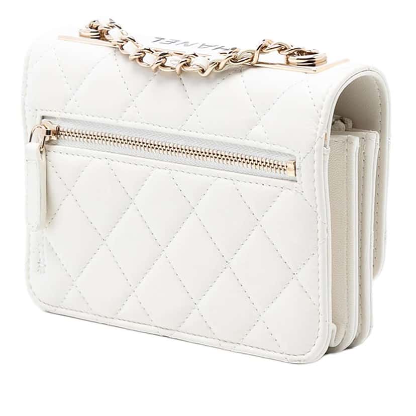 Chanel Mini Quilted Lambskin Trendy CC Wallet On Chain White Leather Good condition - Back View