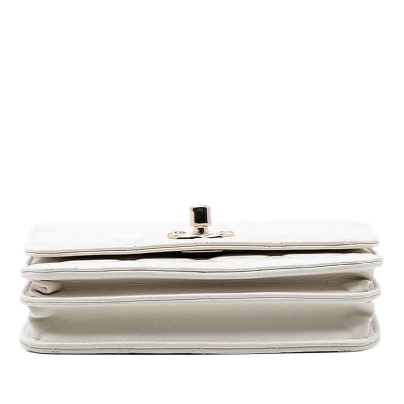 Chanel Mini Quilted Lambskin Trendy CC Wallet On Chain White Leather Good condition - Inside View