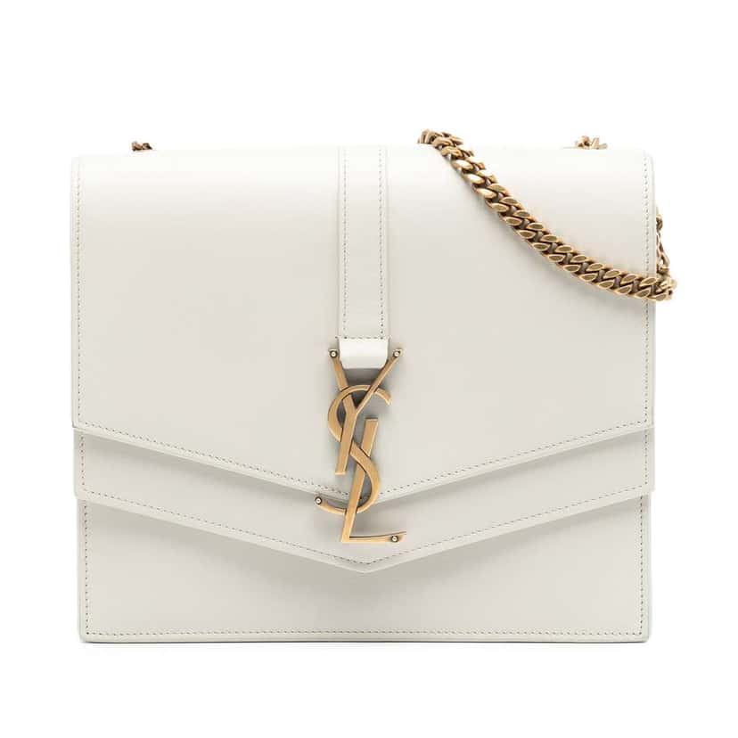 Saint Laurent Medium Leather Monogram Sulpice Crossbody White Leather Good condition - Front View