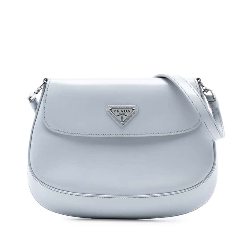 Prada Mini Brushed Leather Cleo Flap Grey Leather Very good condition - Front View