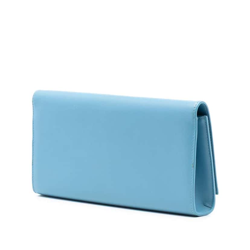 Saint Laurent Smooth Leather Monogram Cassandre Clutch Blue Leather Good condition - Back View